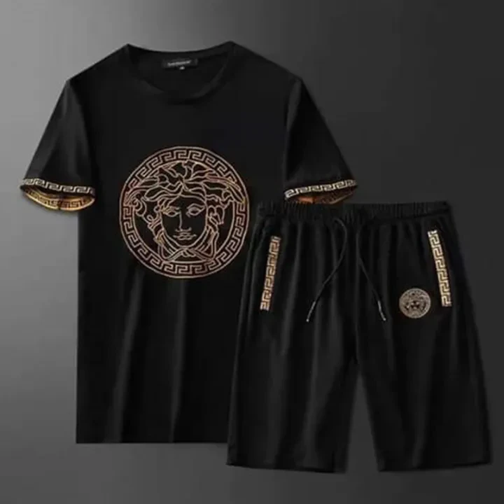 Men’s Black Cotton Combo – T-Shirt & 2 Quarter Pants