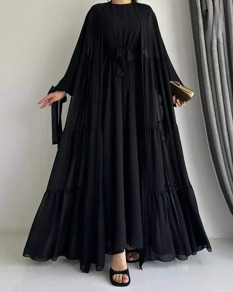 Premium Dubai Cherry Georgette Koti Gown & Borka for Women