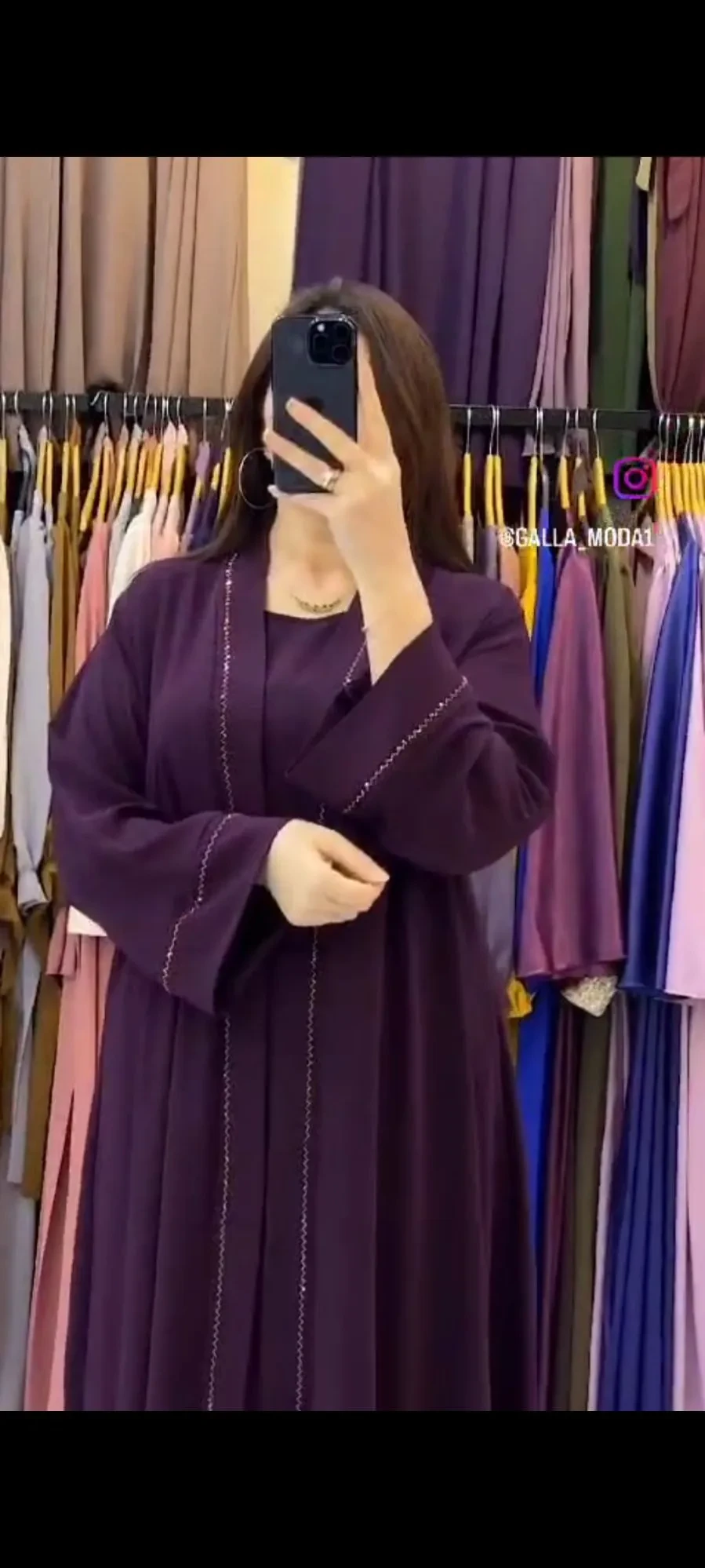 Dubai Cherry Fabric Stone Work Attached Koti Borka for Women (Without Hijab)