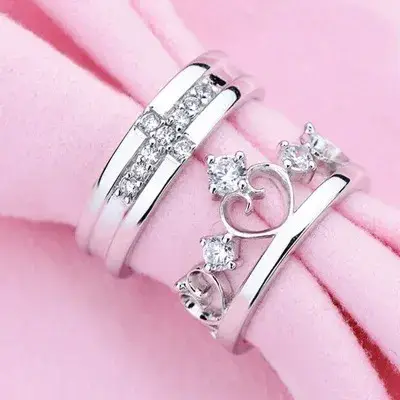 2 Pcs King & Queen Couple Ring Set – Premium Love Rings
