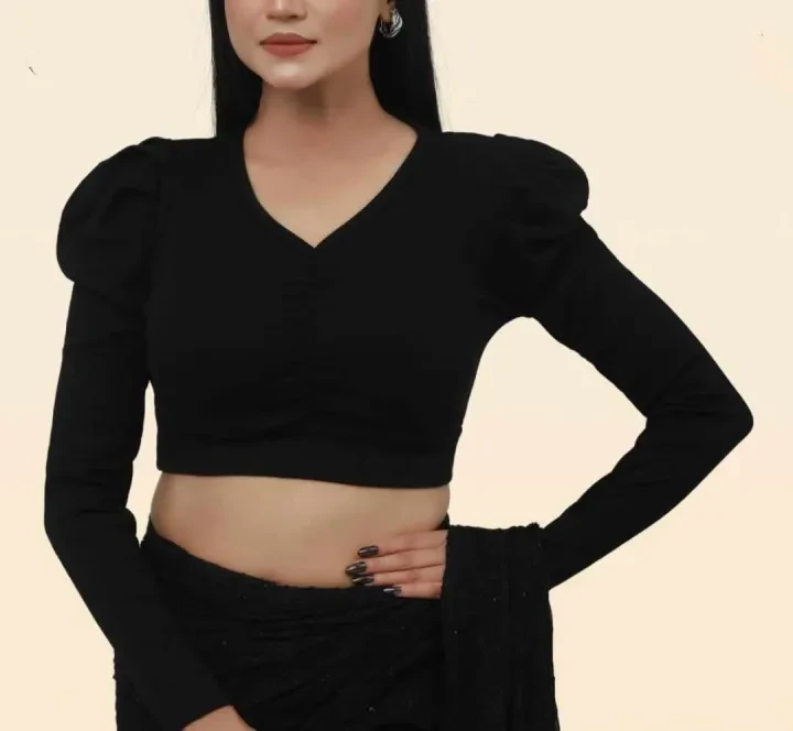 Cotton Full Sleeve Crop Top for Women