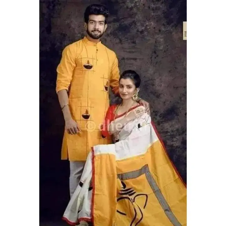 Occasional Matching Couple Set – Saree & Panjabi Family Combo Dress