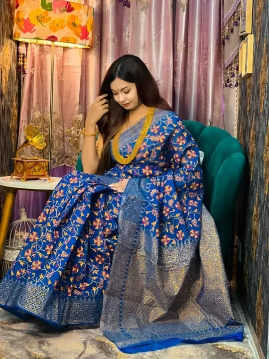 Half Silk Screen Print Saree – For Women